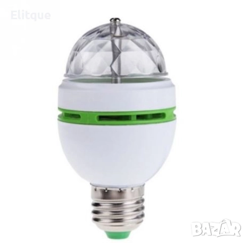 Диско LED лампа, въртяща се крушка - автоматично въртене с кристални топки, снимка 9 - Други - 52744907