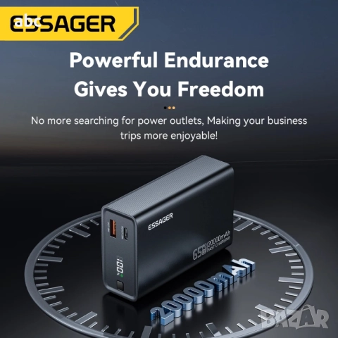 Външна батерия Essager, 20000mAh, 65W, снимка 5 - Оригинални батерии - 52484407