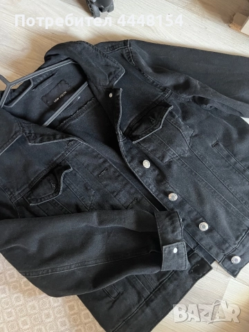 Черно дънково яке , снимка 3 - Сака - 52800636