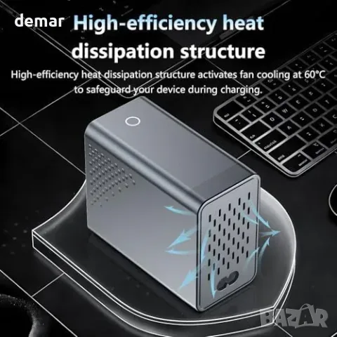 Настолна GaN зарядна станция с 6 порта и LCD дисплей, USB-C до 140 W, снимка 6 - Оригинални зарядни - 56216840