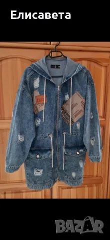 Дънково дълго яке, снимка 2 - Якета - 49628102