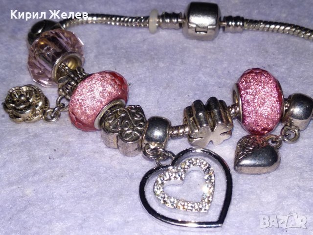 ШИКОЗНА ПОСРЕБРЕНА Тип ПАНДОРА МЕДНА АРТ ГРИВНА с ИСКРЯЩИ КРИСТАЛИ и ЦВЕТНО СТЪКЛО 37020, снимка 11 - Гривни - 41682661