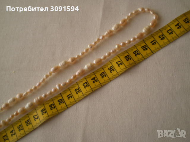  колие- огърлица гердан  от естествени бели речни перли изработва се ръчно, снимка 5 - Антикварни и старинни предмети - 36518484