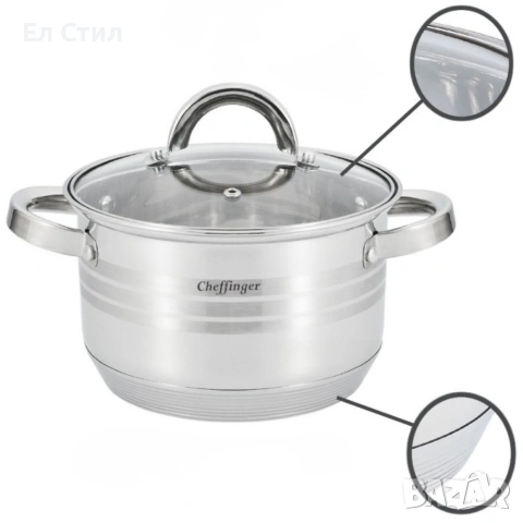 Комплект съдове за готвене 12 части, с индукционно дъно и стъклени капаци, снимка 5 - Съдове за готвене - 53573198