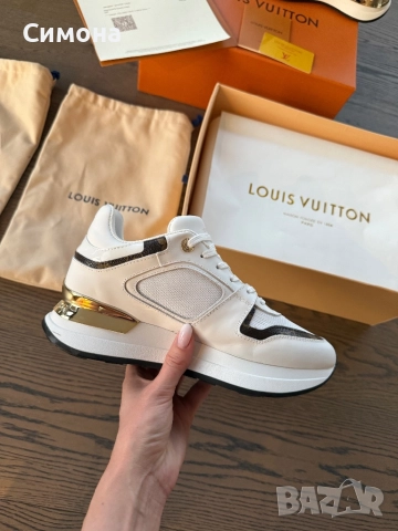 Louis Vuitton дамски сникърси маратонки обувки бели естествена кожа, снимка 9 - Маратонки - 50234415