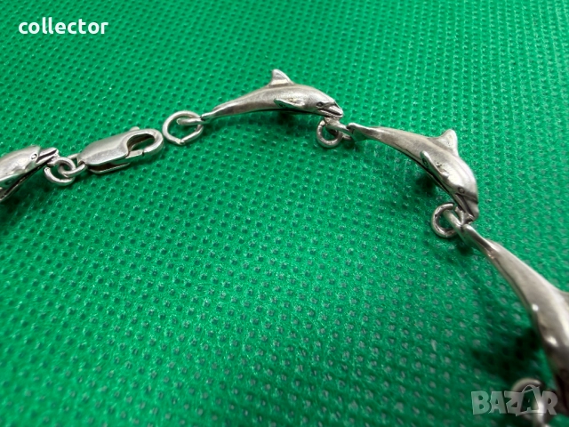 Дизайнерска сребърна гривна с делфини. №7764, снимка 6 - Гривни - 52827747