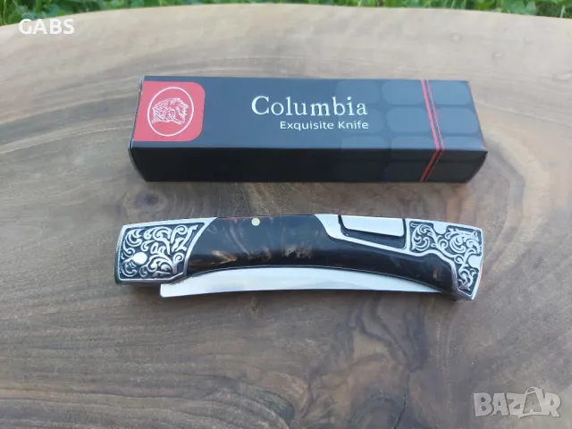 Сгъваем джобен нож Columbia с гравирана дръжка В3165, снимка 3 - Ножове - 50094994