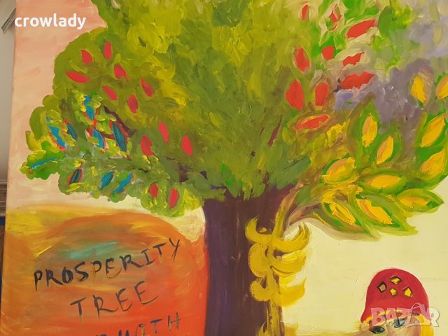 Голяма картина Дървото на Просперитета символизъм маслени бои, снимка 6 - Картини - 42311997