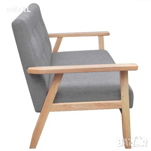 vidaXL Двуместен диван, плат, светлосив, снимка 2 - Дивани и мека мебел - 56146290