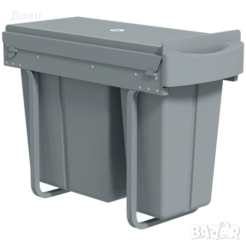Кош за боклук HOMCOM 2 x 20 л, разтегателен, за шкафове, вграден кош за боклук за долен шкаф