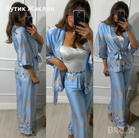 Луксозен сет от риза,кимоно и панталон , снимка 3 - Комплекти - 53770293