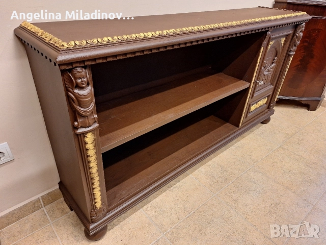 Комод, скрин, библиотека с богата дърворезба , снимка 11 - Шкафове - 52551620