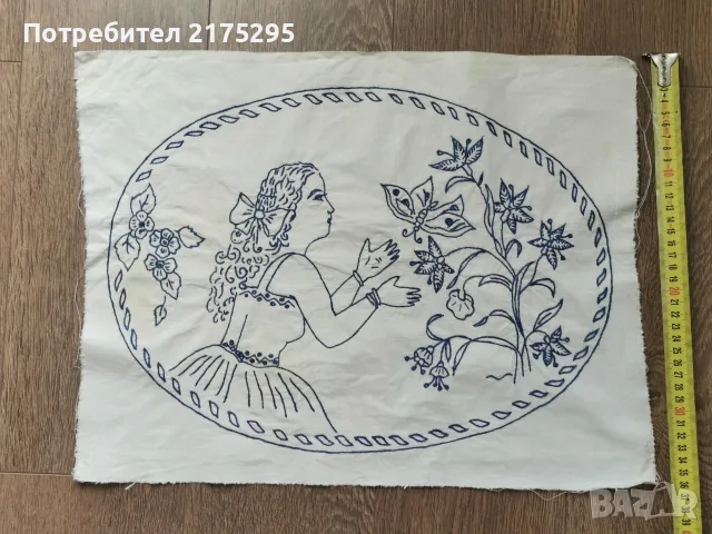 Стенно ковьорче, ретро- Ръчна бродерия, снимка 2 - Антикварни и старинни предмети - 56257288