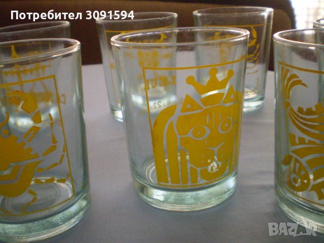 12стъклени чаши със знаци на зодии, снимка 7 - Други ценни предмети - 41435330