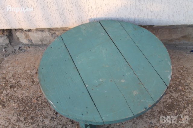 Дървена синя маса за битов кът, снимка 3 - Антикварни и старинни предмети - 44436023