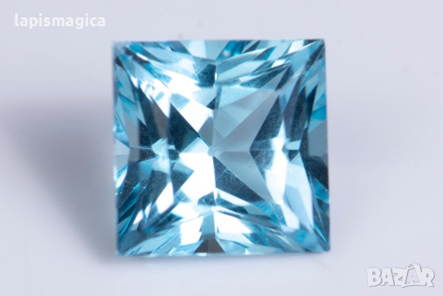 Син топаз 3.86ct 8.6mm принцеса шлифовка