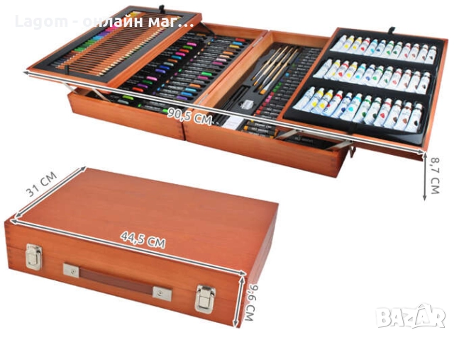 Професионален куфар за рисуване и живопис от дърво, 177 части за творчество MAALEO, снимка 11 - Ученически пособия, канцеларски материали - 52560877