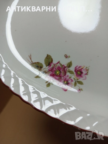 Соц Стара Голяма Българска Порцеланова Чиния Плато 1.150кг., снимка 7 - Антикварни и старинни предмети - 52777158