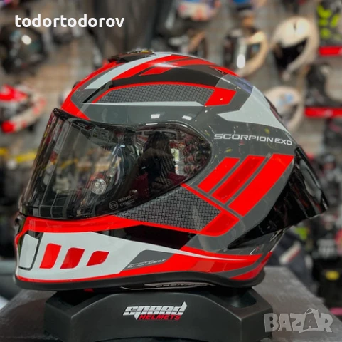Мото каска SCORPION EXO-R1 EVO II Air VITAL Gray-Red-White L 59-60см., снимка 3 - Аксесоари и консумативи - 50743861
