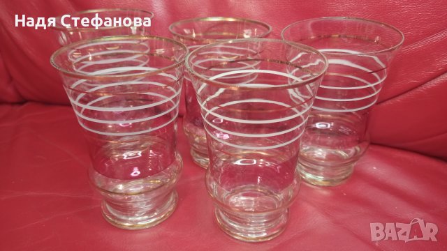 Разкошни водни чаши, калиево стъкло, 5 бр, снимка 3 - Чаши - 44191839