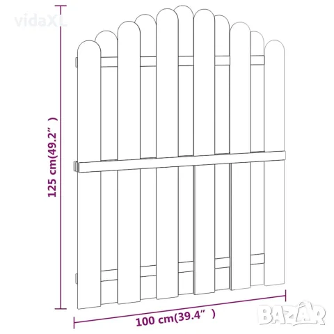 vidaXL Градинска порта, импрегниран бор, 100x125 см, снимка 5 - Огради и мрежи - 56147603
