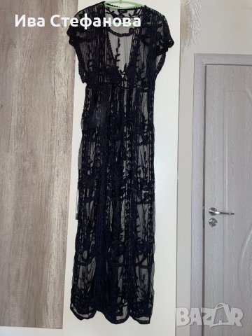 Дълга нова кафтан  черна плажна наметка дантела памук плажна дълга риза рокля за плаж плажна туника , снимка 6 - Туники - 41518928