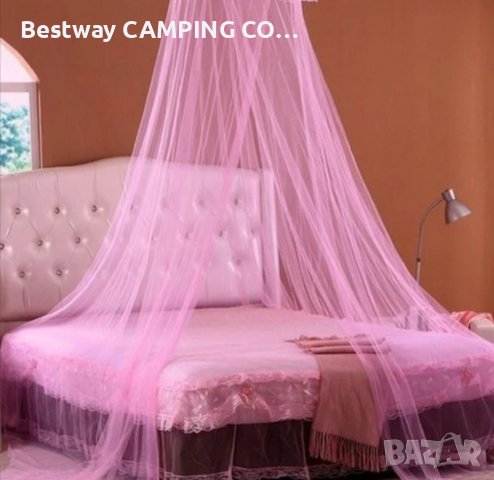 Балдахин, нова стока тюл с обръч и кукичка против комари, мухи, буболечки и др, за двойно легло, снимка 3 - Къмпинг мебели - 41044410