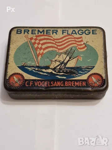 Антикварна метална кутия за тютюн "Bremer Flagge" от C.F. Vogelsang, Bremen