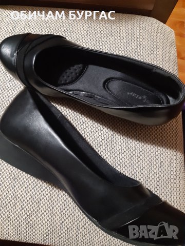 раз.40 СТЕЛКА-26,5см ЧЕРНИ ОБУВКИ С ПЛАНФОРМА-3см ОТ МЕКА КОЖА УДОБНИ носени само веднъж, снимка 7 - Дамски ежедневни обувки - 42216307