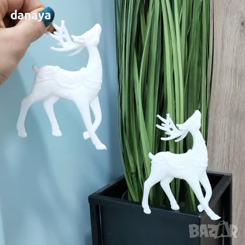 5288 Комплект коледни играчки за елха Бели елени, 2 броя, снимка 2 - Декорация за дома - 47600110