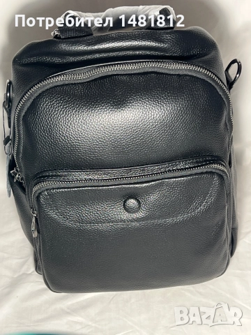 Унисекс естествена кожа черна раница , снимка 3 - Раници - 52975870