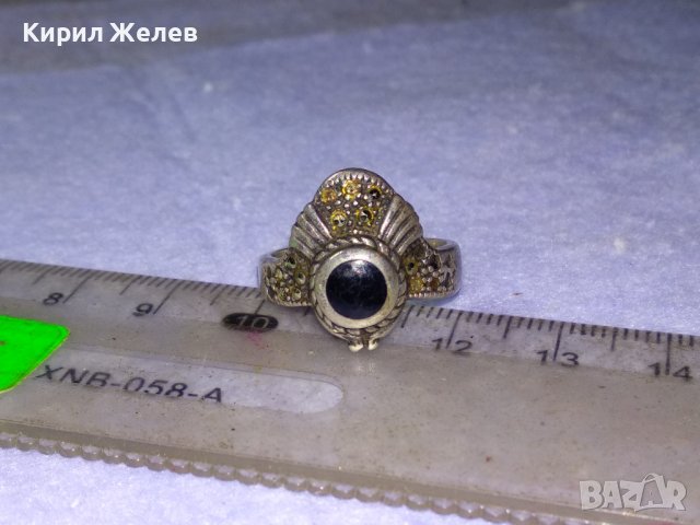 Старинен МАРКОВ Скъпоцн. СРЕБЪРЕН АРТ ДЕКО ПРЪСТЕН СРЕБРО 925 АНГЛИЯ с МАРКАЗИТИ и ЧЕРЕН ОНИКС 40595, снимка 13 - Антикварни и старинни предмети - 42599769