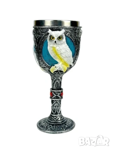 Чаша за вино, изработена от полирезин и метал, снимка 2 - Други ценни предмети - 53717596