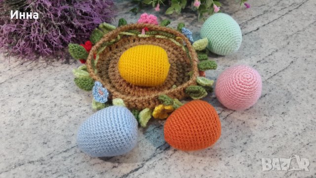 Великденски подаръци. Яйца в гнездото. Плетена играчка. Ръчно изработени., снимка 4 - Романтични подаръци - 39876074
