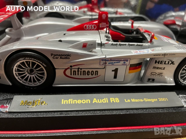 Нова метална колекционерска количка модел AUDI R8 Le Mans ' 2001 1:18 95 лв. / 48.57 €, снимка 4 - Колекции - 53498999