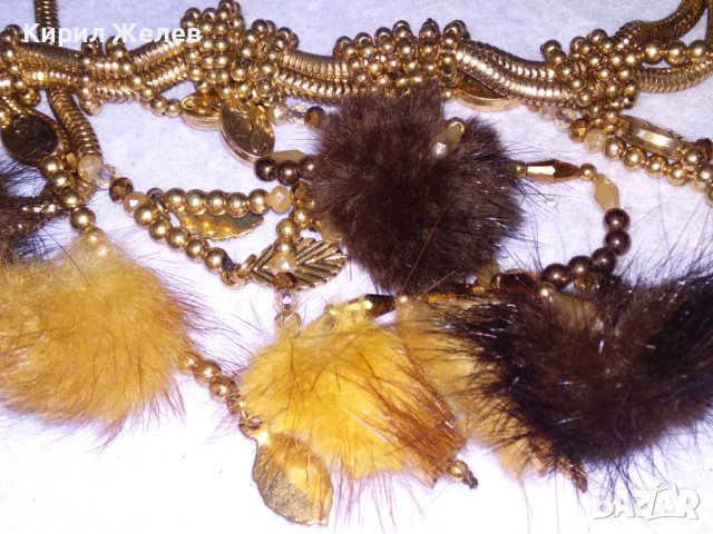 ШАРМАНТНА ВИНТИДЖ АРТ с ПОЗЛАТА ОГЪРЛИЦА от БЛАГОРОДНА СТОМАНА и ПУХЧЕТА 9308, снимка 5 - Колиета, медальони, синджири - 41860894