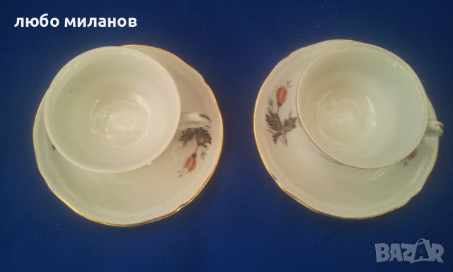 Две ретро чашки и чинийки за кафе, Видин, снимка 4 - Чаши - 39409127