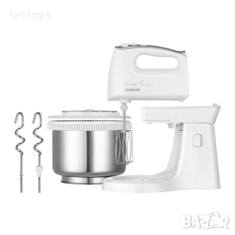 Ръчен миксер с купа SENCOR SHM 6206SS, 500 W, Купа 2.5L, Бял, снимка 2 - Миксери - 41919790