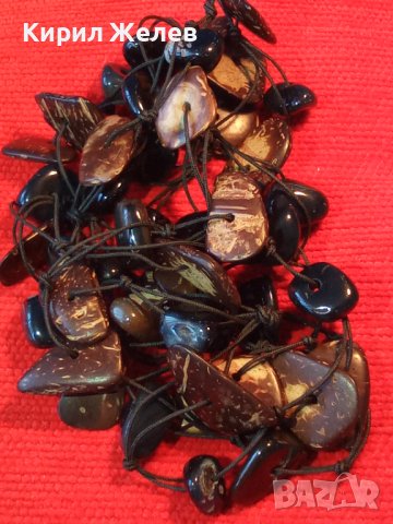 ШАРМАНТНО ХЕНД МЕЙД ВЕЧЕРНО ЛЯТНО АРТ КОЛИЕ ОГЪРЛИЦА от КОКОС и ЧЕРЕН ОНИКС 56541, снимка 3 - Колиета, медальони, синджири - 41761565