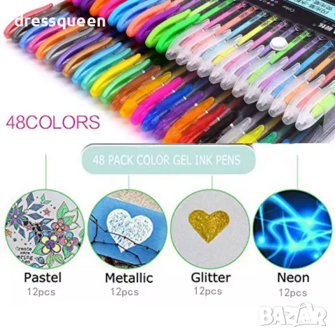 6107-24 Комплект гелови маркери, химикалки Хайлайтър, снимка 3 - Други - 48882569