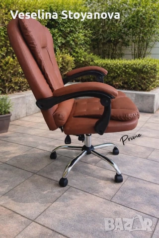 Ергономичен офис стол с лумбална опора от еко к.о.ж.а – комфорт за дълги часове без болки, снимка 3 - Столове - 53148396