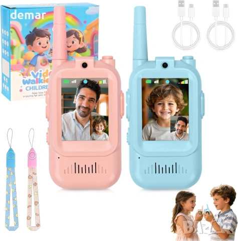 2 бр. видео уоки-токи за деца 3+ години, промяна на гласа, розово и синьо