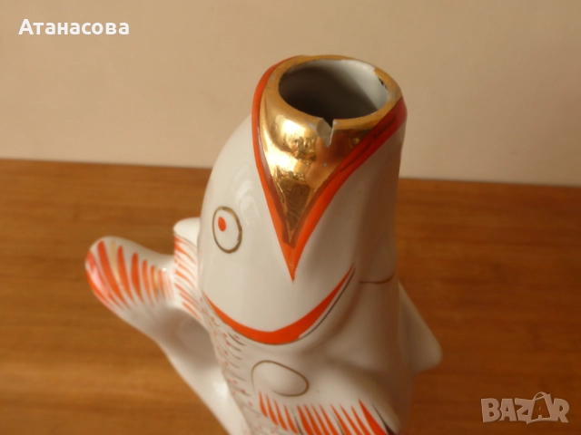 Украинска порцеланова кана бутилка за алкохол Риба 1980 г, снимка 6 - Аксесоари за кухня - 52099024