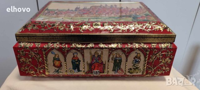 Стара немска ламаринена кутия за бисквити, снимка 12 - Антикварни и старинни предмети - 44400828