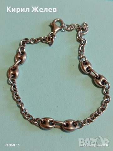 Красива сребърна гривна с плетка тип Gucci Chain ювелирна изработка нежна 35512, снимка 4 - Гривни - 52863430