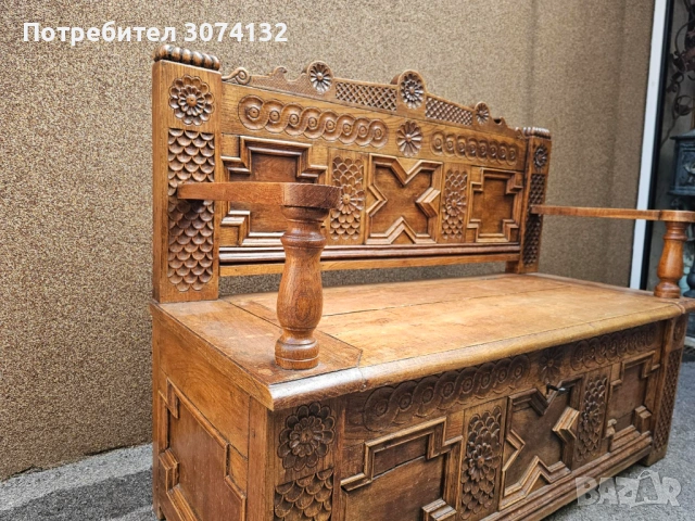 Уникална ретро пейка с дърворезба, снимка 3 - Други - 53569981
