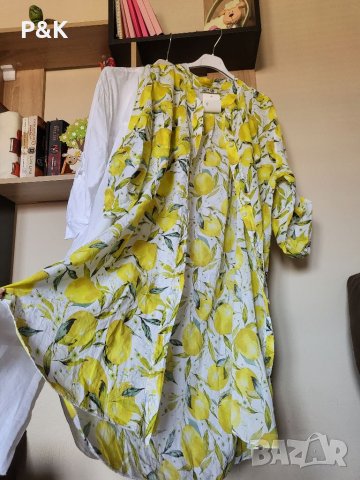 Памучна риза за плаж с лимони, снимка 1