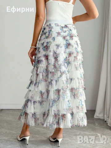 Дълга пола, Флорална пола,Дантелена пола, Елегантна пола, Романтична пола, Лятна пола,, снимка 2 - Поли - 50973236