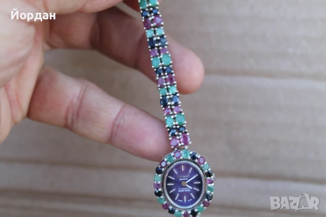 Дамски сребърен часовник ''Vialux'' с полускъпоценни камъни, снимка 15 - Дамски - 51331152