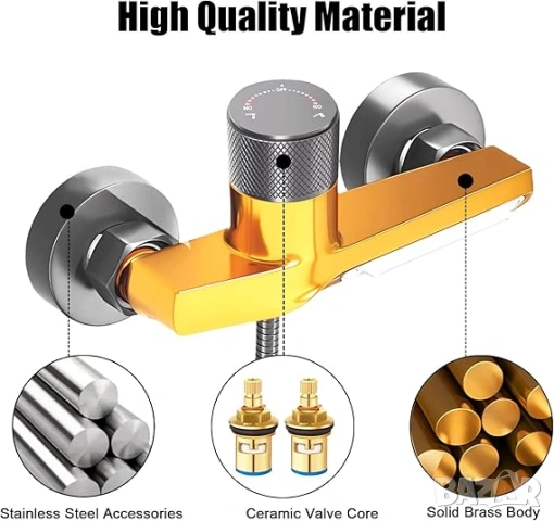 НОВ Термостатичен смесител за баня / вана , снимка 7 - Смесители - 53603138